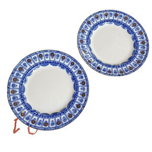 Vintage Lomonosov Russia Porcelain Cobalt blue & gold cake plate Arches pattern